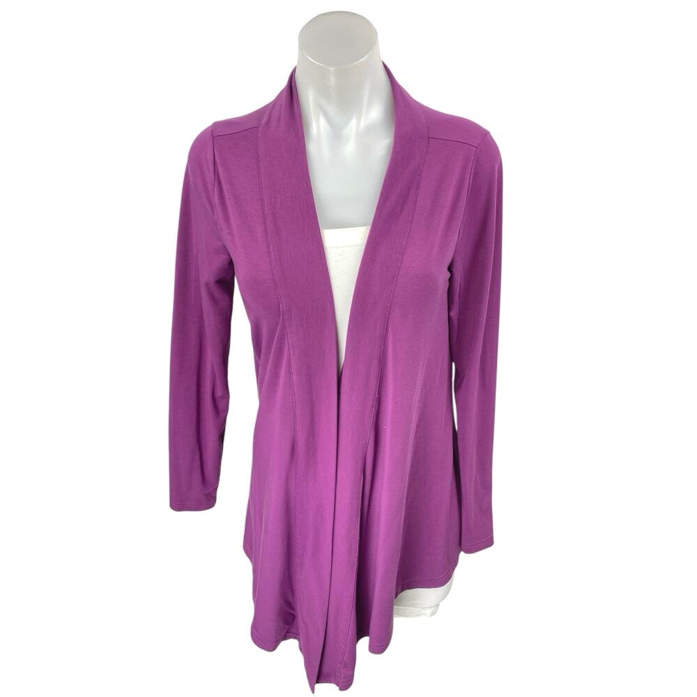 Eddie Bauer Women's Purple Open Front Long Sleeve Cardigan Sweater Top Size XS